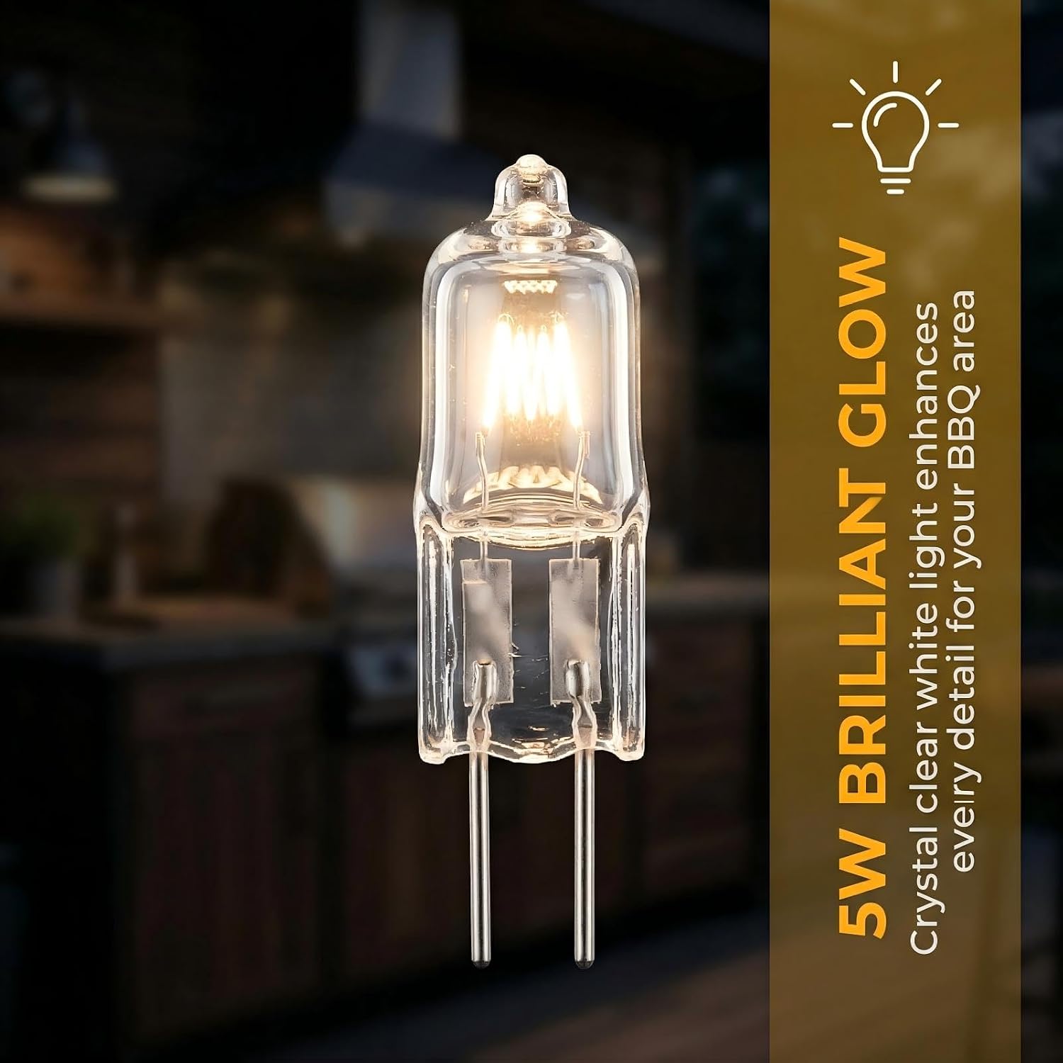 5W 12V BBQ Grill Bulb 4-Pack, Replacement for Bull Grills 16532 Clear White image 3