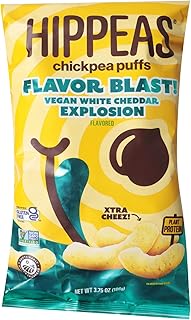 Vegan White Cheddar Explosion Flavored Chickpea Puffs, Extra Cheez, Non GMO, Gluten Free, 3.75 Ounces (Pack Of 12)