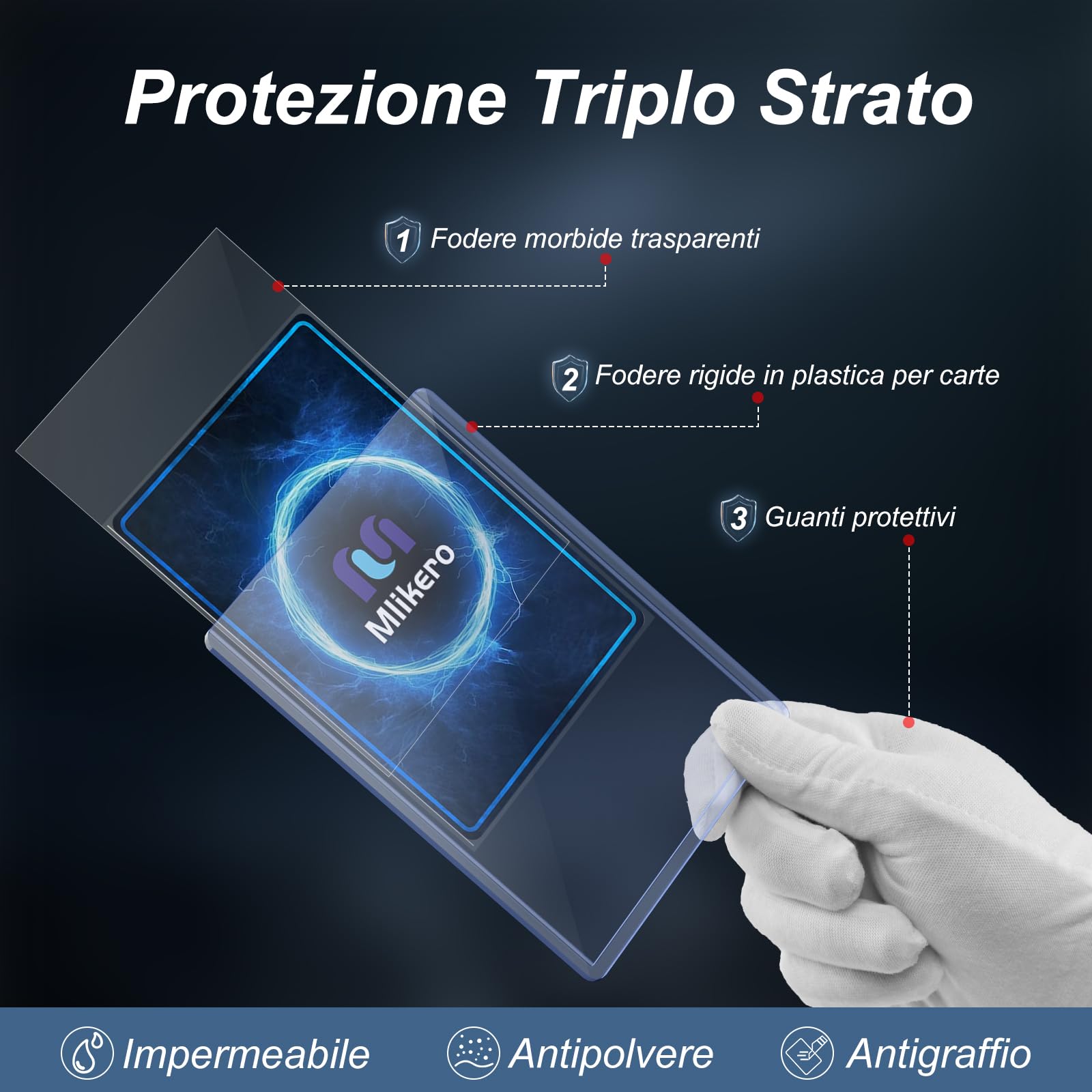 Mlikero 400 Bustine Protettive, Rigidi Card Sleeves Bustine Carte, Protezione per le Carte Collezionabili, 3x4 Pollici (200 Sleeves Rigide + 200 Sleeves Trasparenti)