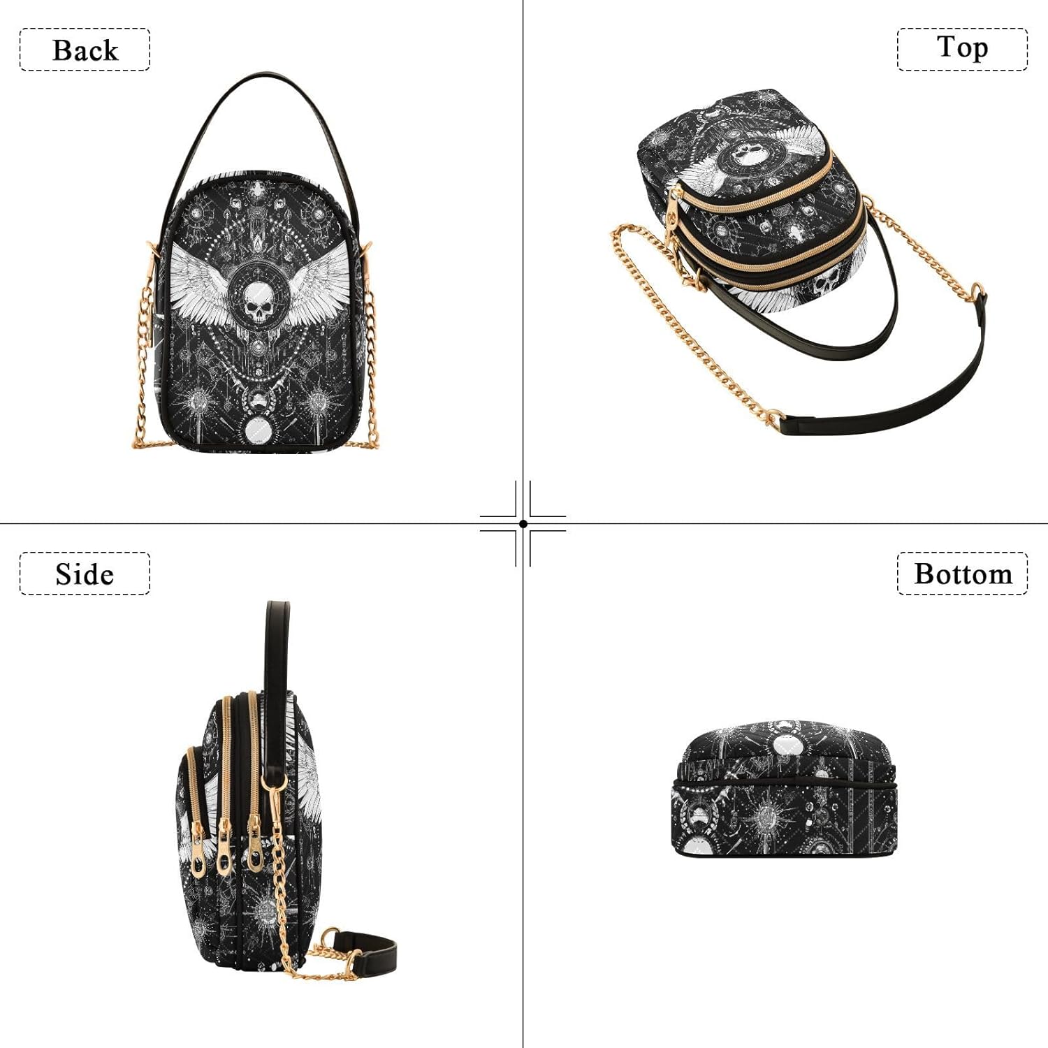 Evil Skull Black Gothic trendy packs for women cross body with multi pockets handbags for birthday gifts mariconera para mujer