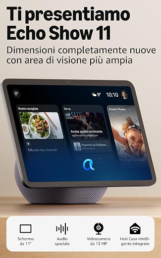 Amazon Echo Show 11, Vibrant Full-HD 11" display with more viewing area, spatial audio and Alexa, Graphite
