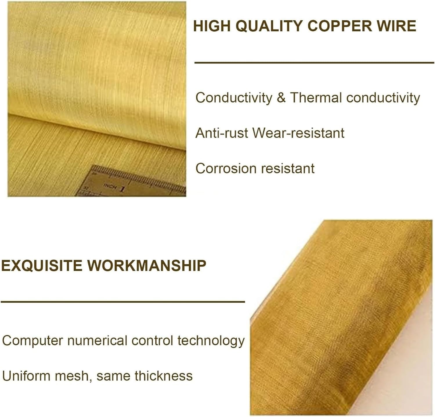 Window Screen Replacement Kit Mesh Screen Roll for Dense Screens Window Protection Copper Screens(450 mesh)