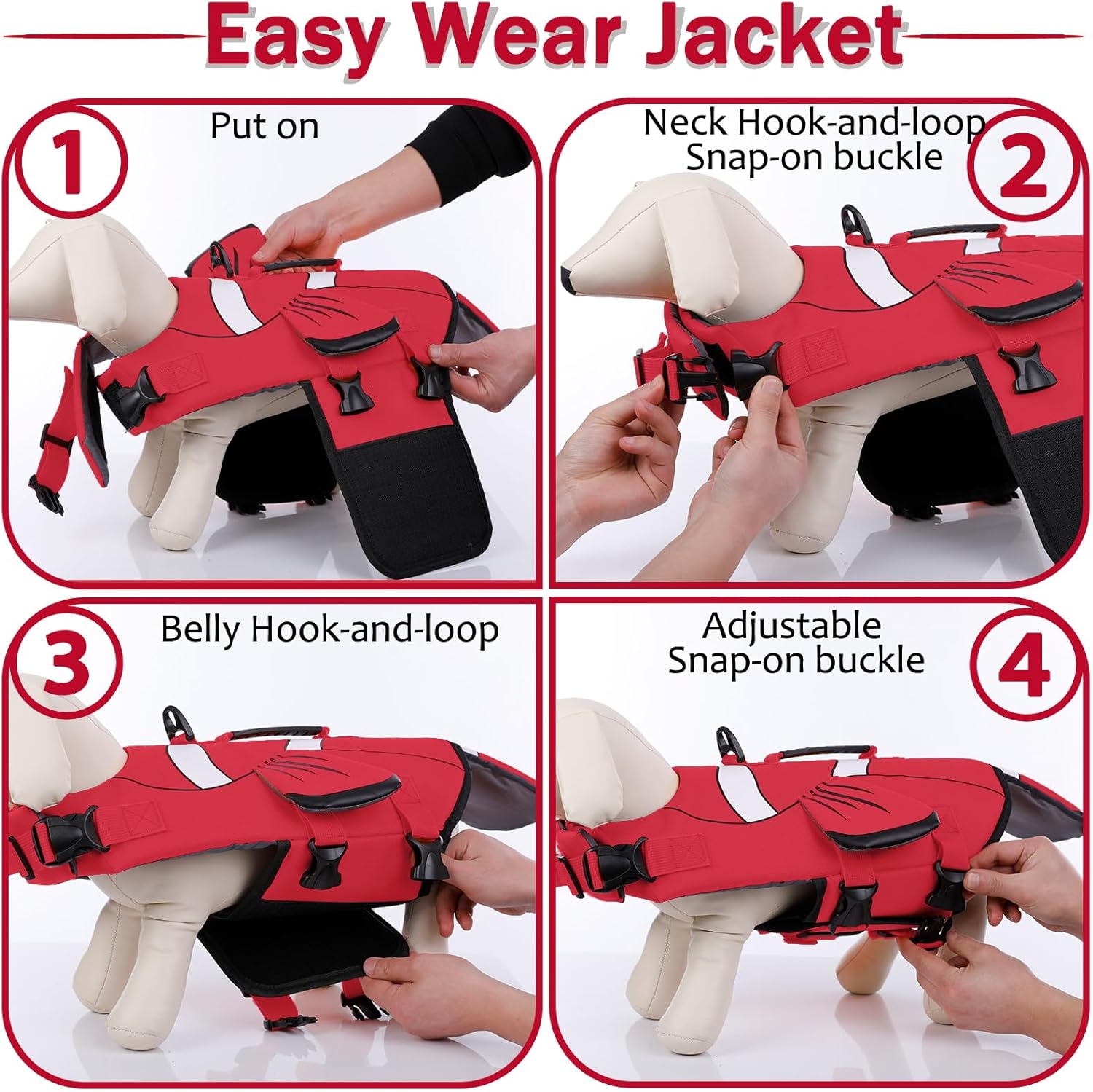 DENTRUN Dog Life Jacket for Small & Medium Dogs, Ripstop Adjustable Swim Vest with Rescue Handle, High Visibility Safety Flotation Jacket for Swimming, Boating, Beach, Pool, and Water Activities