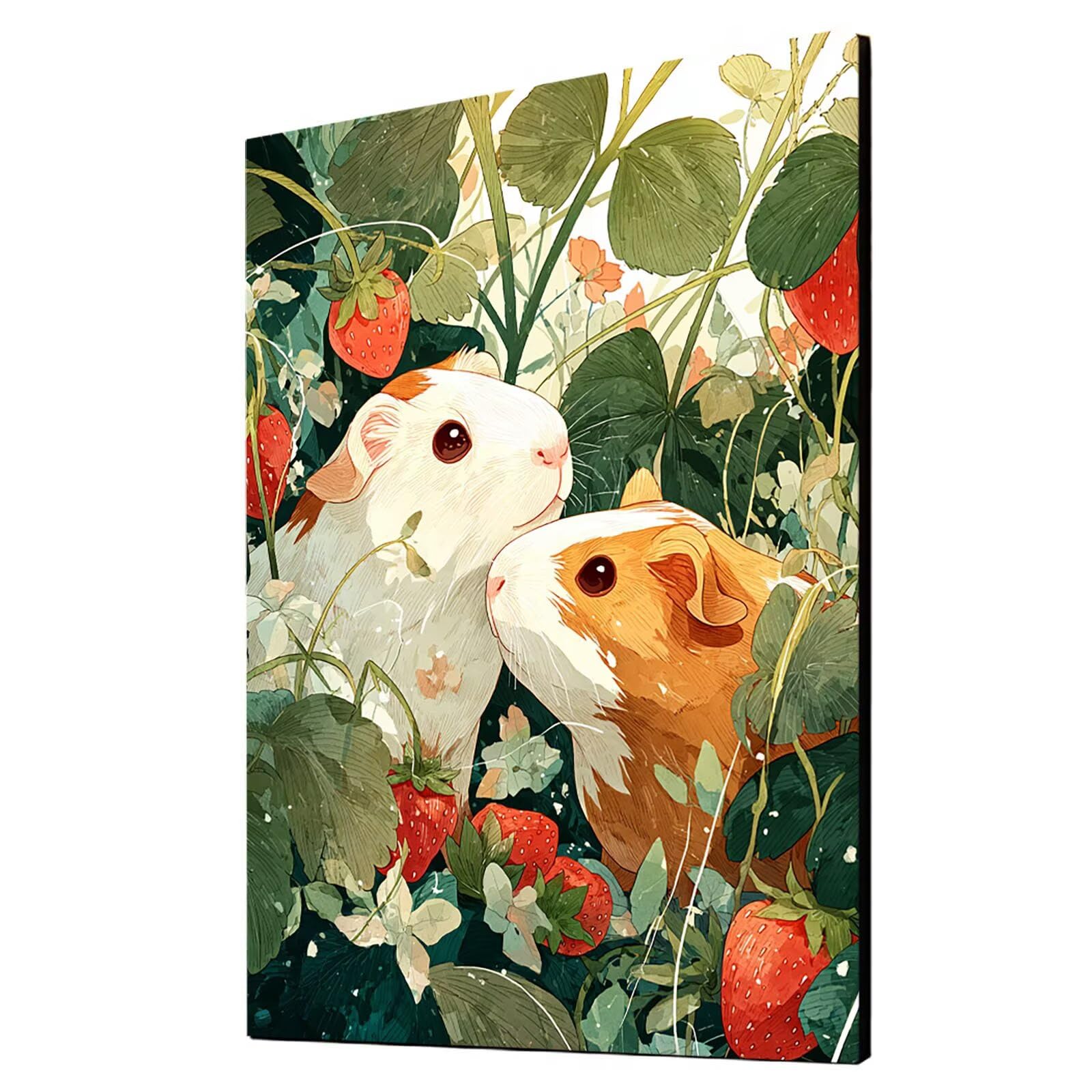 Farba truskawkowa po numerach, dla dorosłych, malowanie myszy po numerach, dla dorosłych, materiały plastyczne z kolorowym płótnem do malowania 90 x 112 cm, 36 kolorów farby akrylowej i pędzla, sztuka