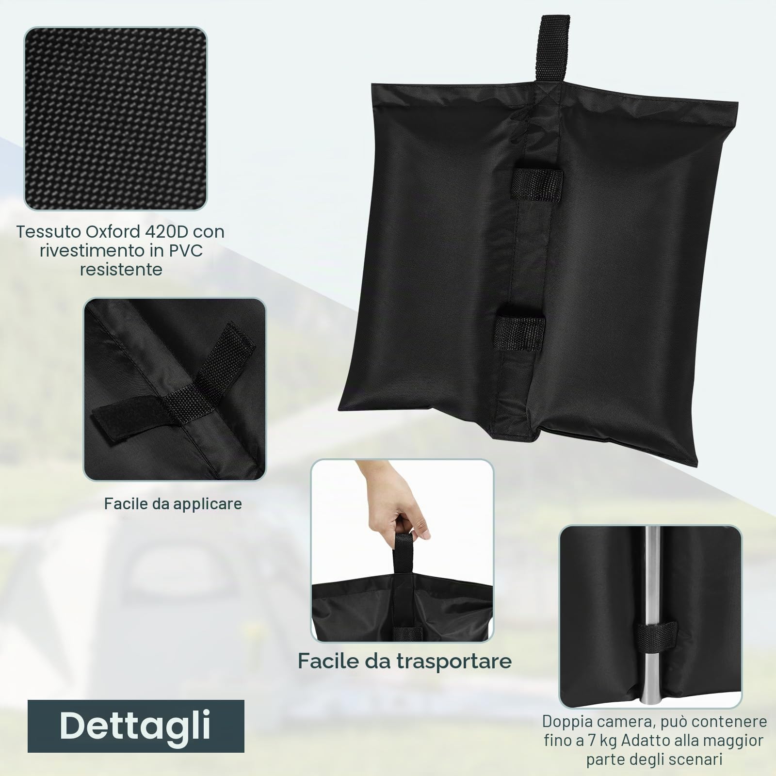 WOLTU Gazebo da Giardino 3x3m con Pannelli Laterali sacchi di sabbia Beige