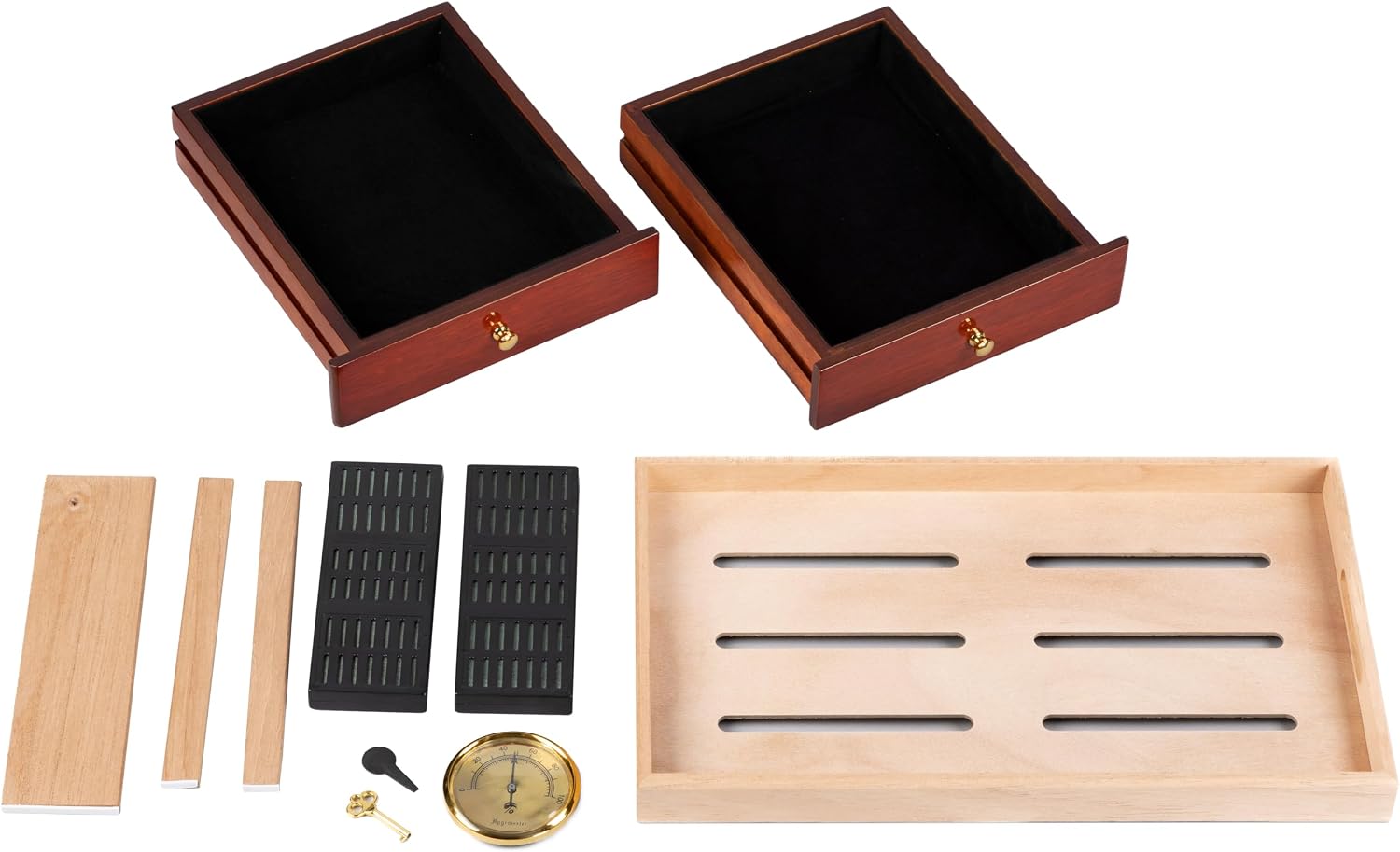 Prestige Import Group Landmark Large Chest Style Cigar Humidor with Drawers - Holds Up to 300 Capacity - Color: High Gloss Cherry Finish