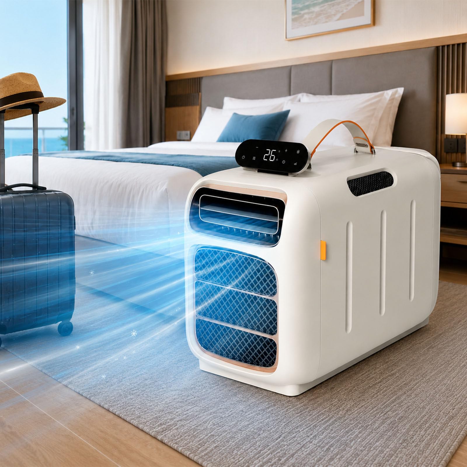 ErShangMao 450w Portable Air Conditioner,Mobile Air Conditioner 4700Btu Compact Ac,Camping Ac Unit W/Adjustable Airflow,45 Db Quiet Mode,Self Evaporating For Tent Trailer & Campervan Cooling