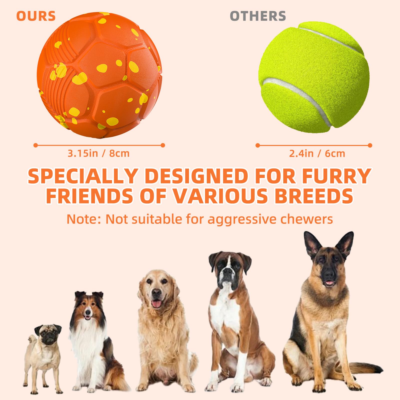 Pelota Interactiva Perro, Juguetes para Perros Inteligente, Pelota Perro Rebotadora Automatico, Juguete Inteligente con 3 Modos Recargable, Jumping Pelotas para Perros Medianos y Grandes(Naranja)