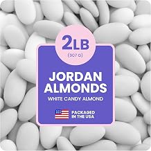 Cambie Jordan Almonds | Bright White Candy Almond | Premium Roasted Almonds with a Sweet Sugar Coating | For Weddings, Parties and Holidays (2 lb)