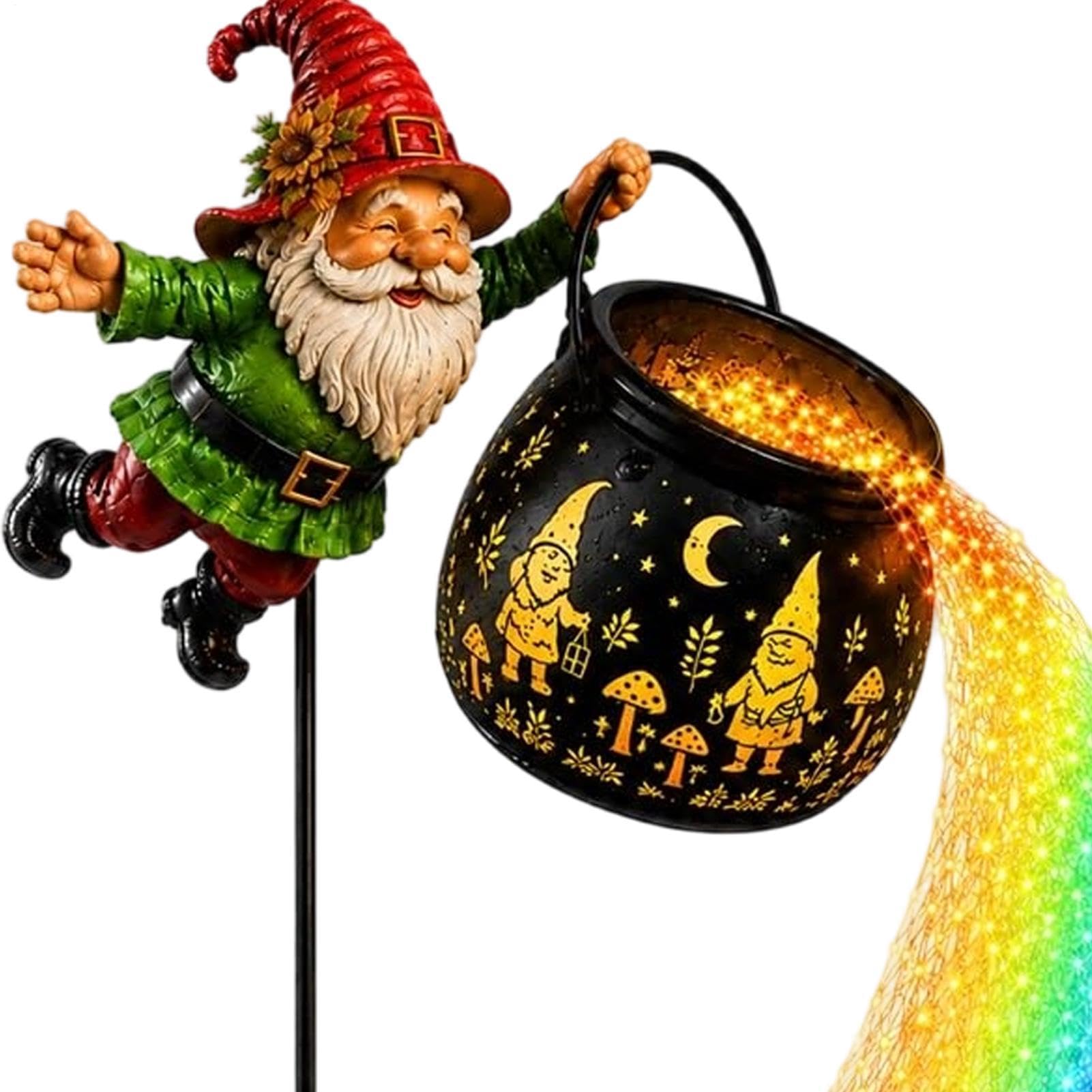 Paletti da Giardino a Solare Figurina Luminosa in Calderone di Resina con