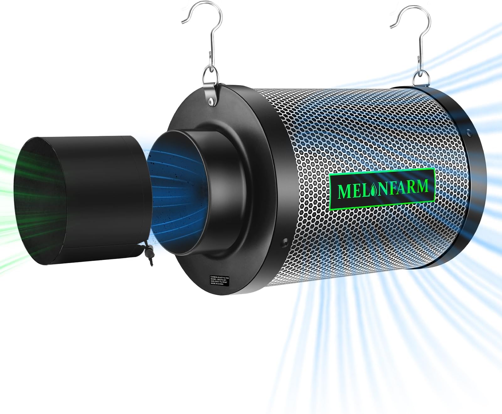 MELONFARM 4 Inch Air Carbon Filter Smelliness Control with Australia Virgin Charcoal, Odor Removal Carbon Filter for Grow Tent, Inline Fan, Hydroponics, Pre-Filter Included, Insulated Flange 4" x 11"