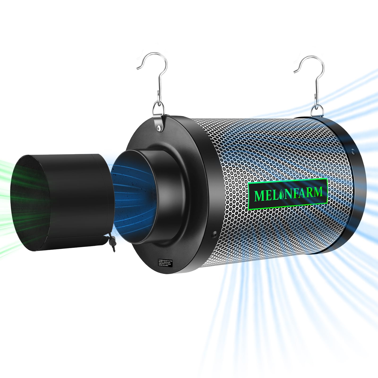 MELONFARM 4 Inch Air Carbon Filter Smelliness Control with Australia Virgin Charcoal, Odor Removal Carbon Filter for Grow Tent, Inline Fan, Hydroponics, Pre-Filter Included, Insulated Flange 4" x 11"