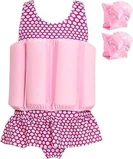 Traje de baño de una pieza con flotación para niñas pequeñas, chaleco de natación para niños