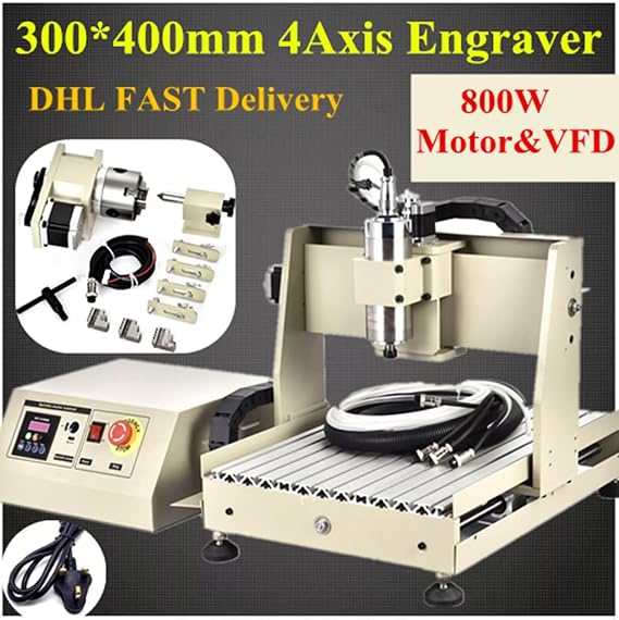 Engraving Router Machine 220V 4 Axis CNC 3040 Router Engraver 800W VFD Desktop Metal Wood Carving Milling Engraving Machine