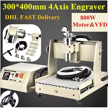 Engraving Router Machine 220V 4 Axis CNC 3040 Router Engraver 800W VFD Desktop Metal Wood Carving Milling Engraving Machine