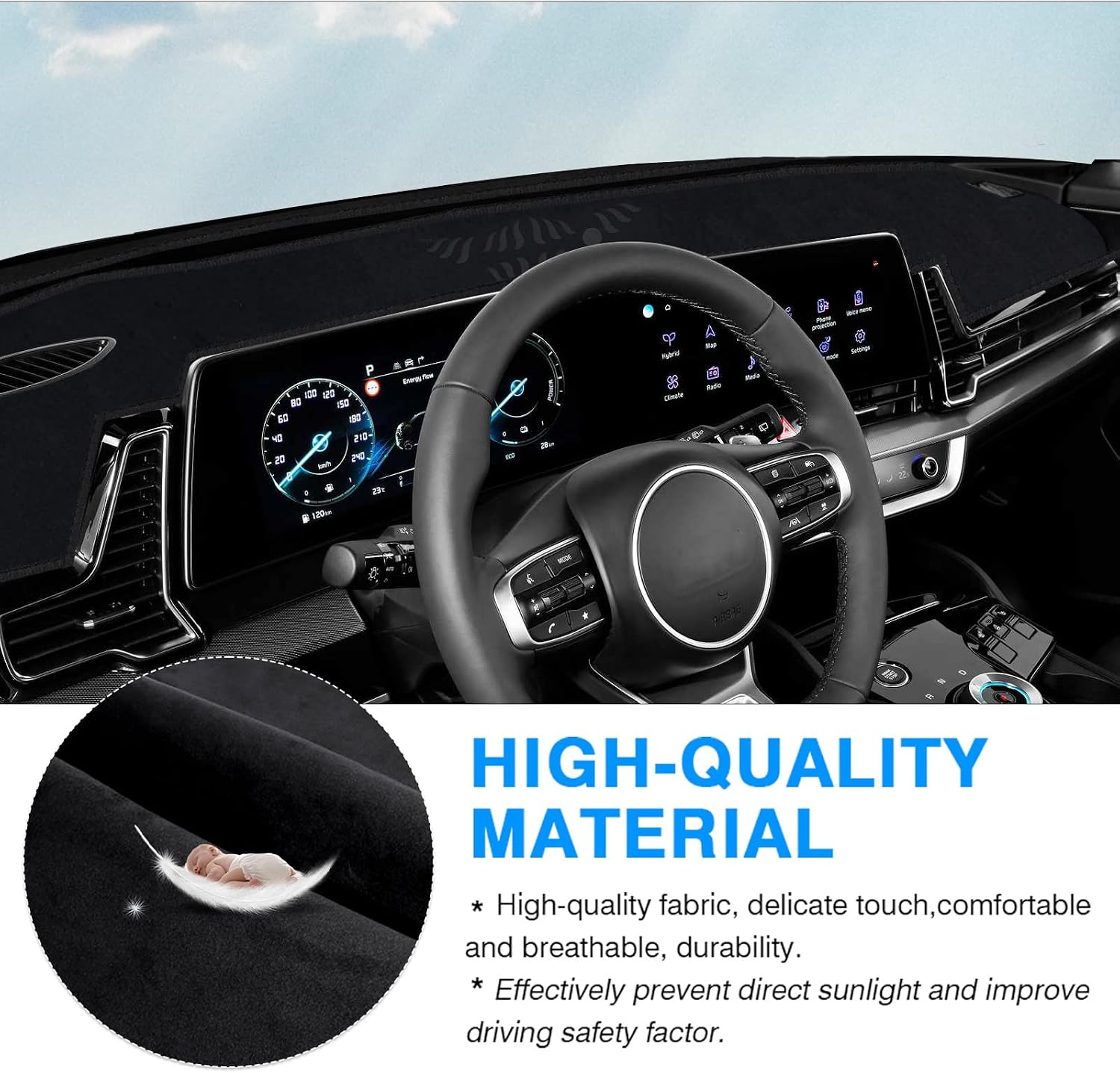  Dashboard Cover Mat for 2023 2024 2025 Kia Sportage Accessories Dash Cover Flannel Dash Mat Sunshade Glare UV Rays Protector thumbnail