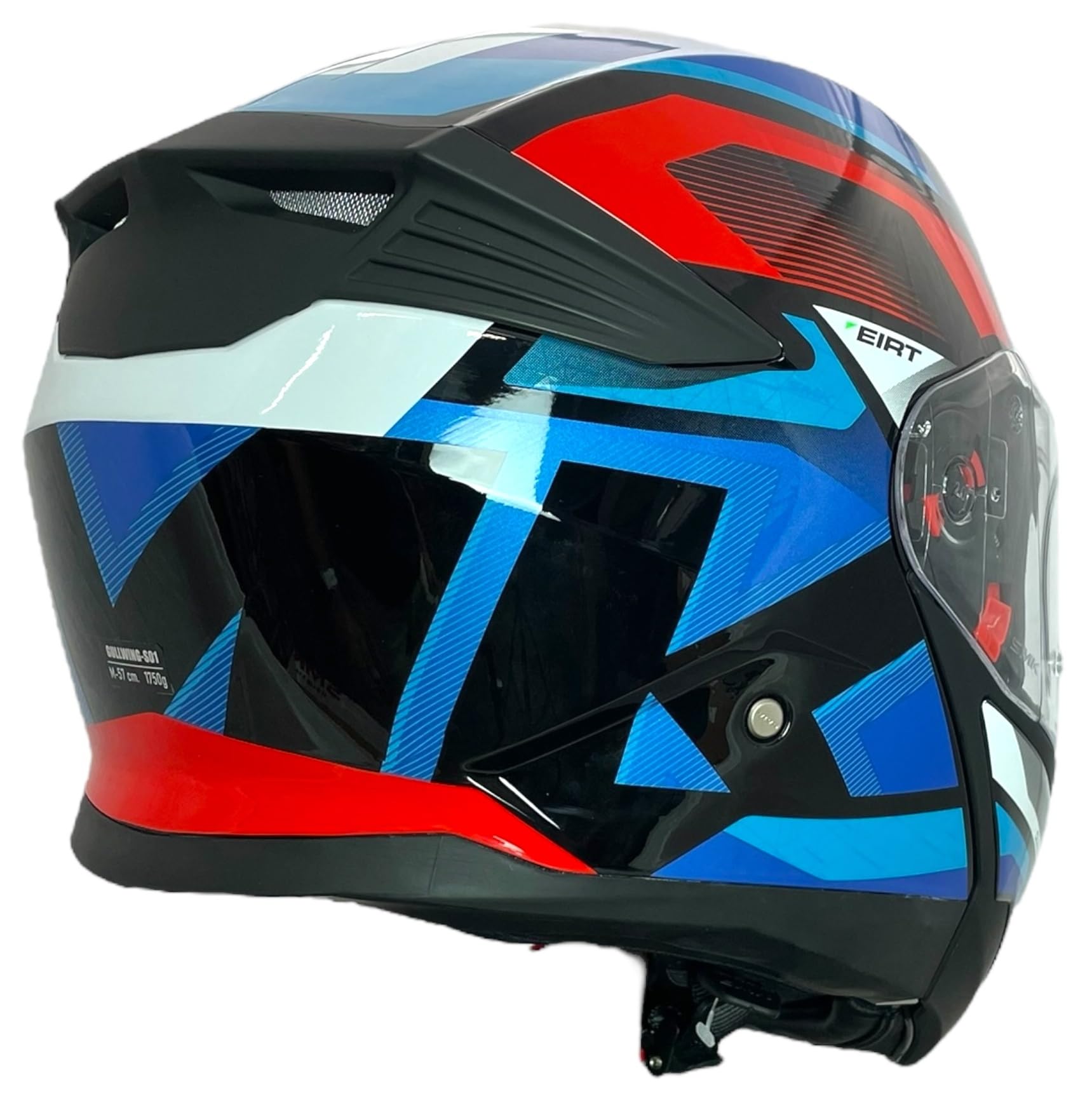 SMK Helmets Casco Modular GULLWING Venture Decorado Brillo Blanco, Rojo Y Azul GL253 22.06 con Doble Visor P/J (M 57/58)