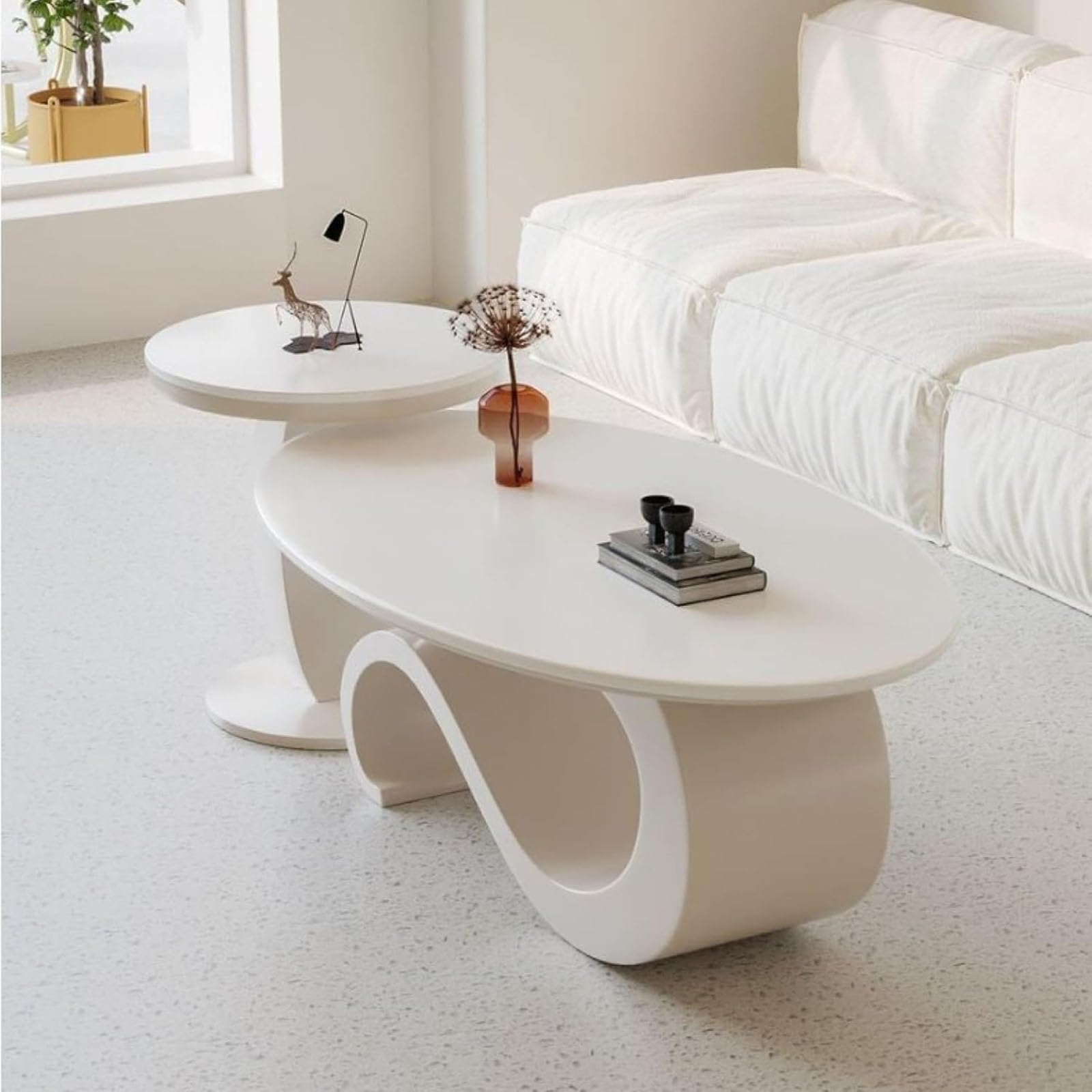 Luksusowy stolik kawowy, owalny marmurowy blat ze złotym metalowym uchwytem, nowoczesny design, elegancki styl, łatwy do czyszczenia, stół środkowy 100 cm do salonu