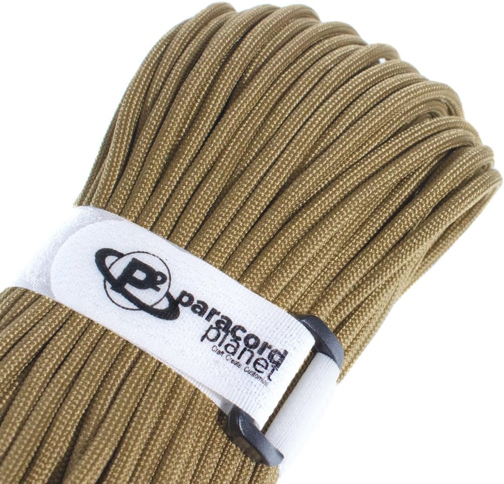 Paracord Planet MIL-C-5040-H Paracord – 100 ft Hanks in a Velcro Strap | 550 lb. Minimum Tensile Strength – (Coyote Brown)