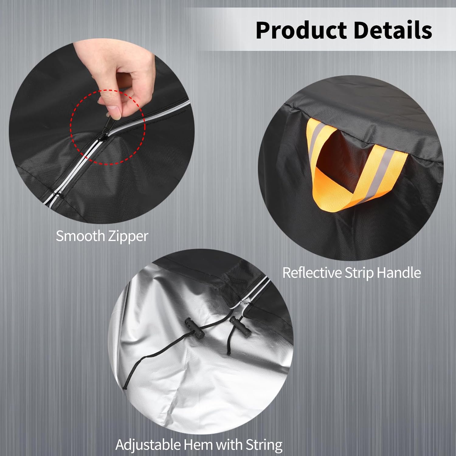 2PCS Tire Storage Bag, 420D Oxford Waterproof Tire Cover with Zipper, Reflective Handle, Tire Cover with Felt Pads & Gloves, Dirt Resistant for Indoor Outdoor Use (33 * 47.2 Inch)