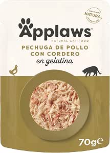 Applaws Comida natural para gatos Pechuga de pollo con cordero en gelatina - 16 x 70g Bolsitas
