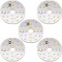 5Pcs White 6000K 10W 12V High Power 2835 SMD LED Chip | 1000mA 120deg65mm Round Aluminum PCB Heat Sink Base 24-LED 2835 Super Bright Chip for Downlight Lights Replacement or DIY
