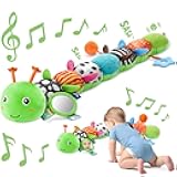 Sumobaby Baby Toys 0-6 6-12 Months, Music Caterpillar Plush Toy with Baby Mirror, Pull String&Crinkle Rattle,Infant Teething Toys,Tummy Time for 0-3-6-12 Month Boys Girls Newborn Gifts (Green-Leaf)