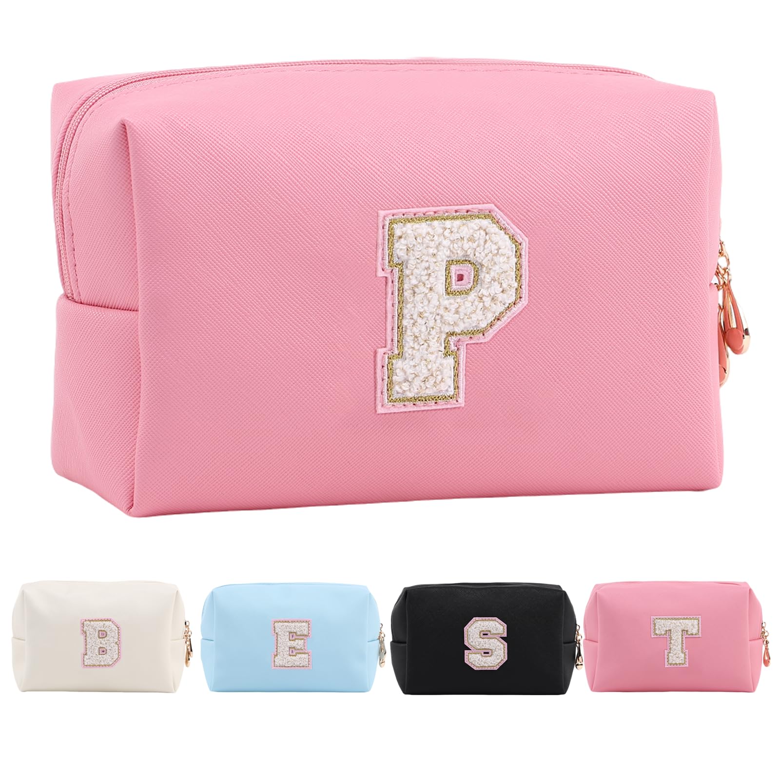 Personalized Makeup Bag,Waterproof Travel Makeup Pouch Cosmetic Bag Birthday Gift for Women Mom，Bride Bridesmaid Cosmetic Bag A-Z — view 16