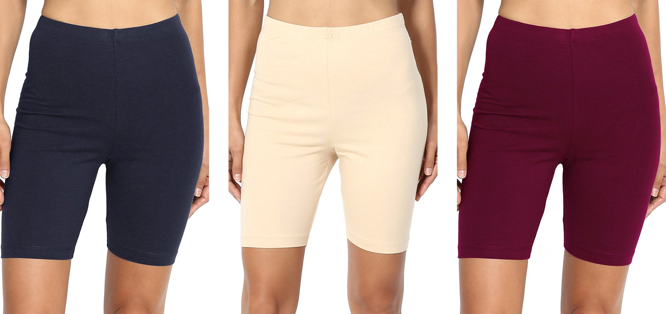 omikka Women's Knee Length Yoga Shorts (Pack of 3, 4XL, Navy Blue, Tan, Maroon)-picture-15