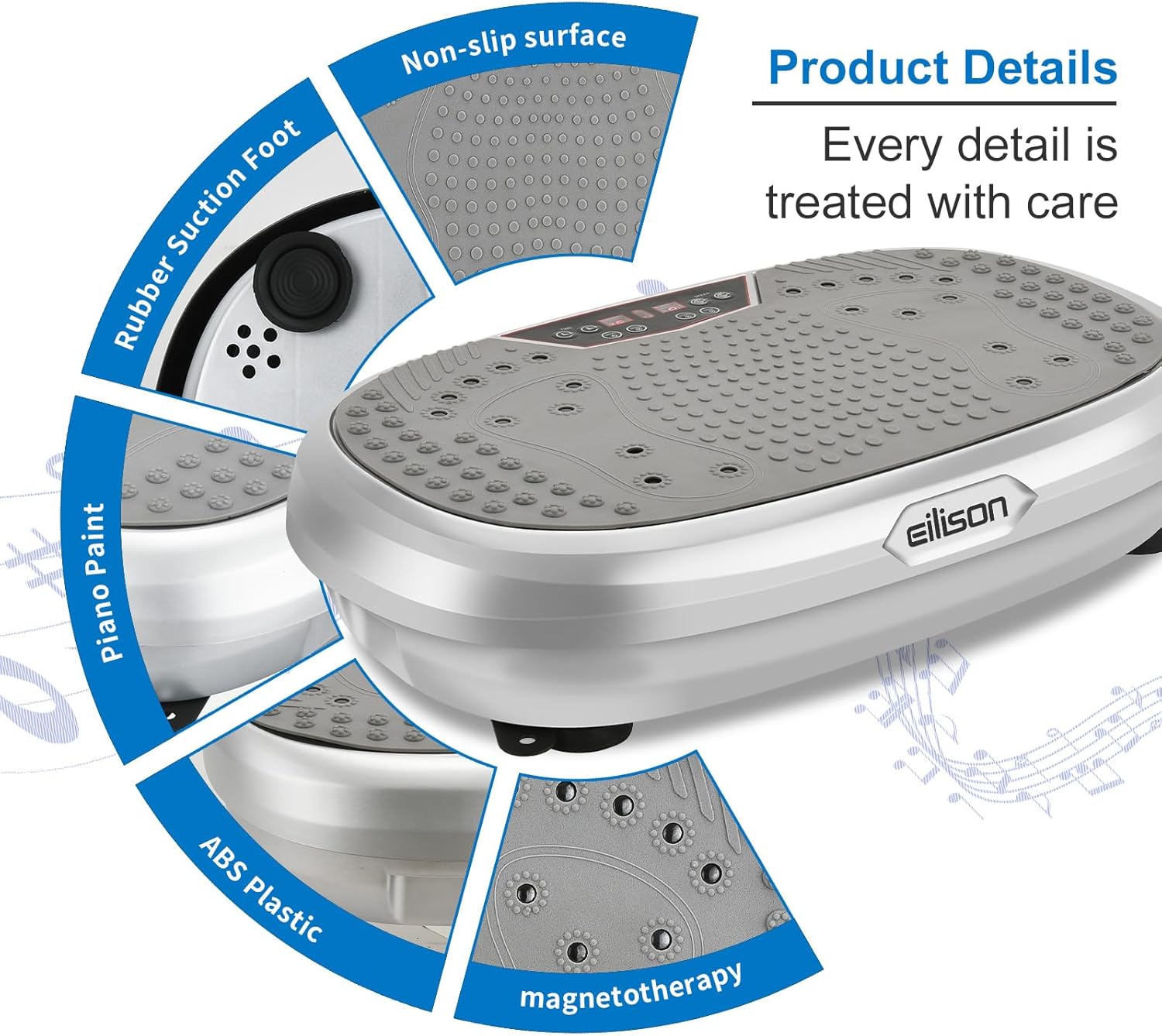 EILISON FitMaxx 3D XL Vibration Plate Exercise Machine - Whole Body Workout Vibration Platform w/Loop Bands - Lymphatic Drainage Machine for Weight Loss, Shaping, Wellness, Recovery