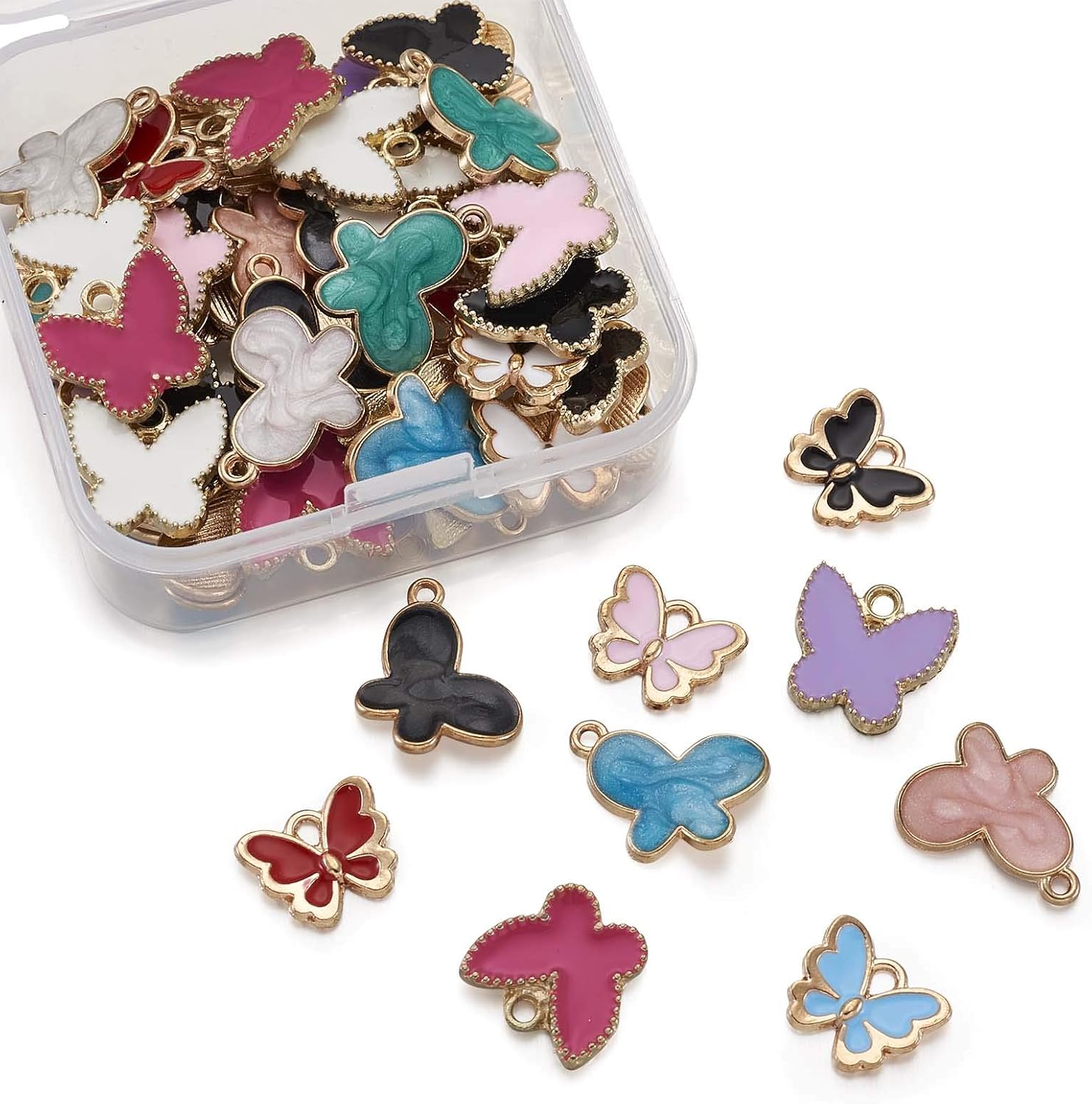 Craftdady 60pcs Butterfly Enamel Charms Pendants Golden Plated Flying Insect Oil Drop Pendants for DIY Necklace Bracelet Jewellery Making - Image 4