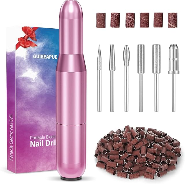 Guiseapue Electric Nail Files, Christmas Gifts for Women Mom, Nail Drill Set for Acrylic Gel Nails, Portable Manicure Pedicure Kit with Sanding Bands and Nail Drill Bits