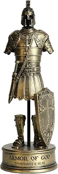 Grace4Joy Armor of God Statue, 10 Inches Full Armor of God Figurine DIY Creative Assembly Kit, Hand Painted Suit of Armor Resin Statue Tabletop Decor Funny Gifts for Men
