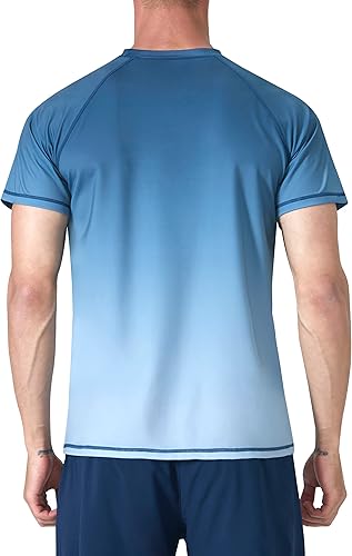 Miniatura 2 de Camisetas de natación para hombre, manga corta, protección solar UPF 50+, protección solar UV, secado rápido, natación, pesca, agua, playa, camisetas