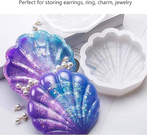 Miniatura 3 de Moldes de resina de silicona – Moldes de caja de almacenamiento de joyas, moldes epoxi de concha marina para manualidades de resina DIY