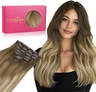 WENNALIFE walnut brown to ash brown and blonde ombre clip-ins