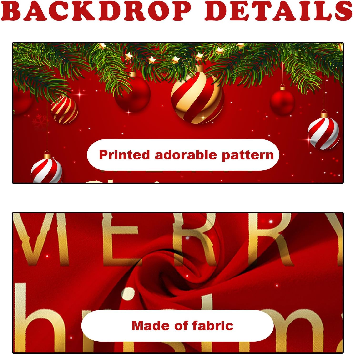 Christmas Garage Door Cover Banner, Red Festival Large Hanging Backdrop Door Banner, Merry Christmas Happy New Year Xmas Garage Wall Decorations for Holiday Party Décor, 7x16 FT