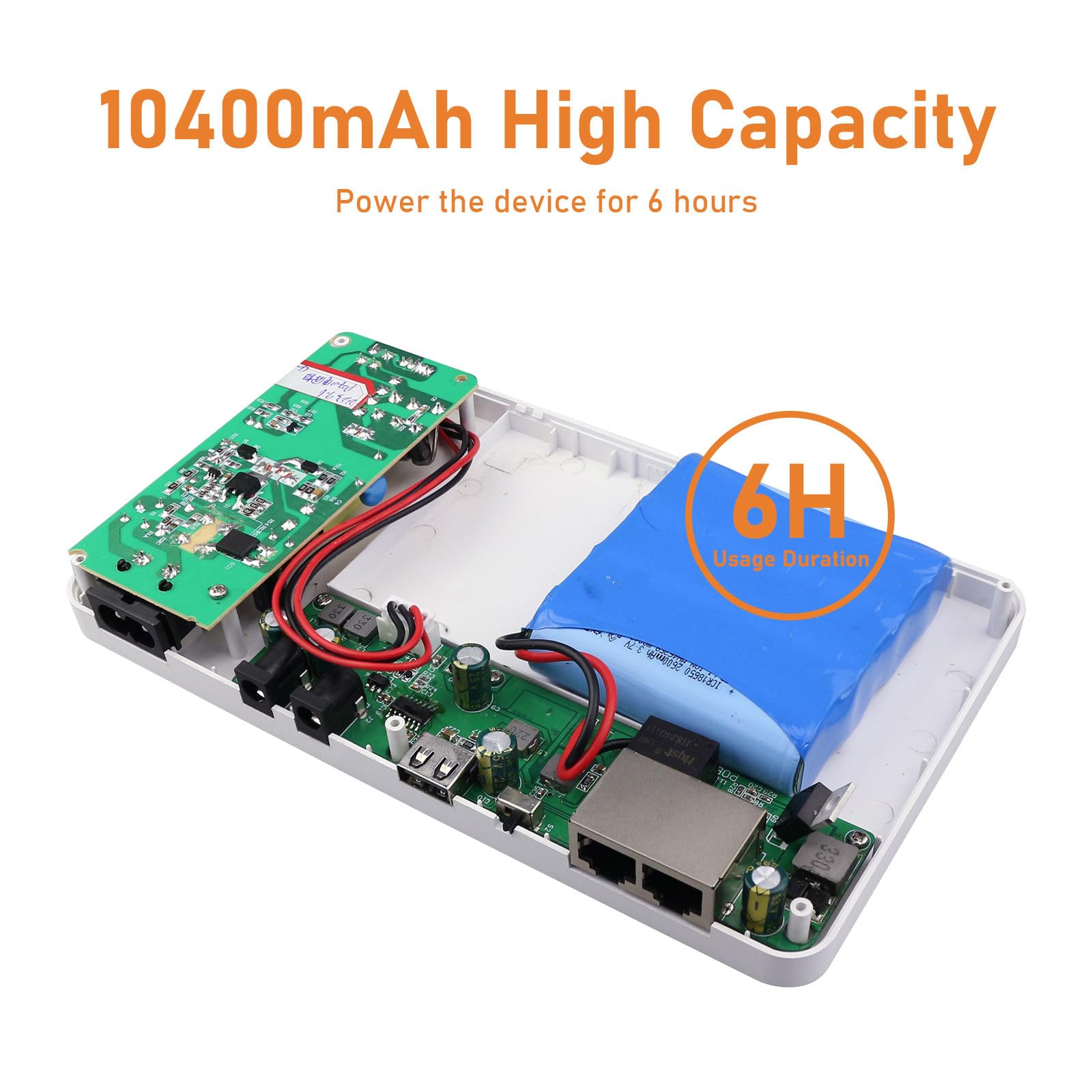 Mini ups 12v Alimentation sans Coupure, 10400mah Batterie de Secours Banque de Puissance Alimentation sans Interruption pour routeur caméra Alarme, Sortie 5V USB 9V/12V DC 24V/48V Gigabit POE
