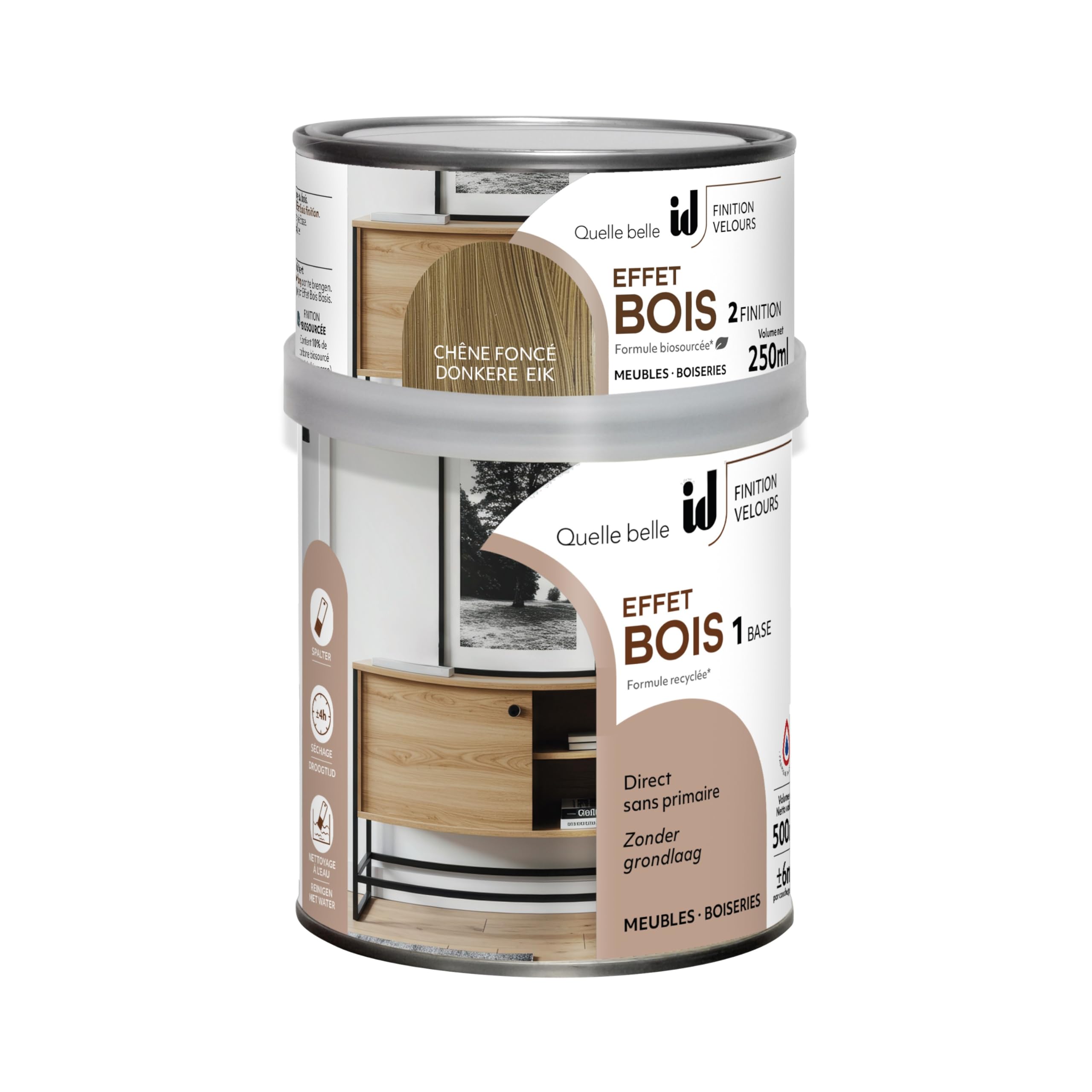 ID KIT PEINTURE EFFET BOIS CHÊNE FONCE POUR MEUBLES ET OBJETS PARIS