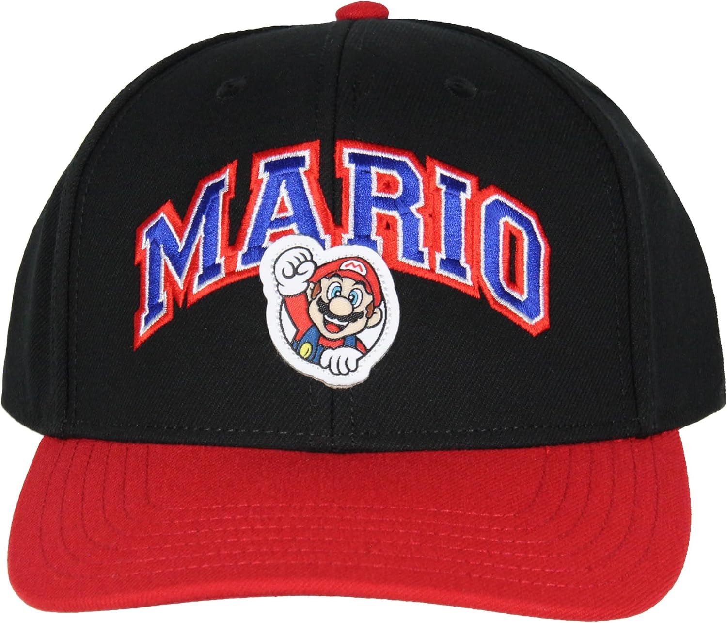 Bioworld Nintendo Super Mario Hat | Embroidered Mario Adjustable Snapback Cap | Adult Unisex Baseball Cap - Navy Blue/Red - Image 3
