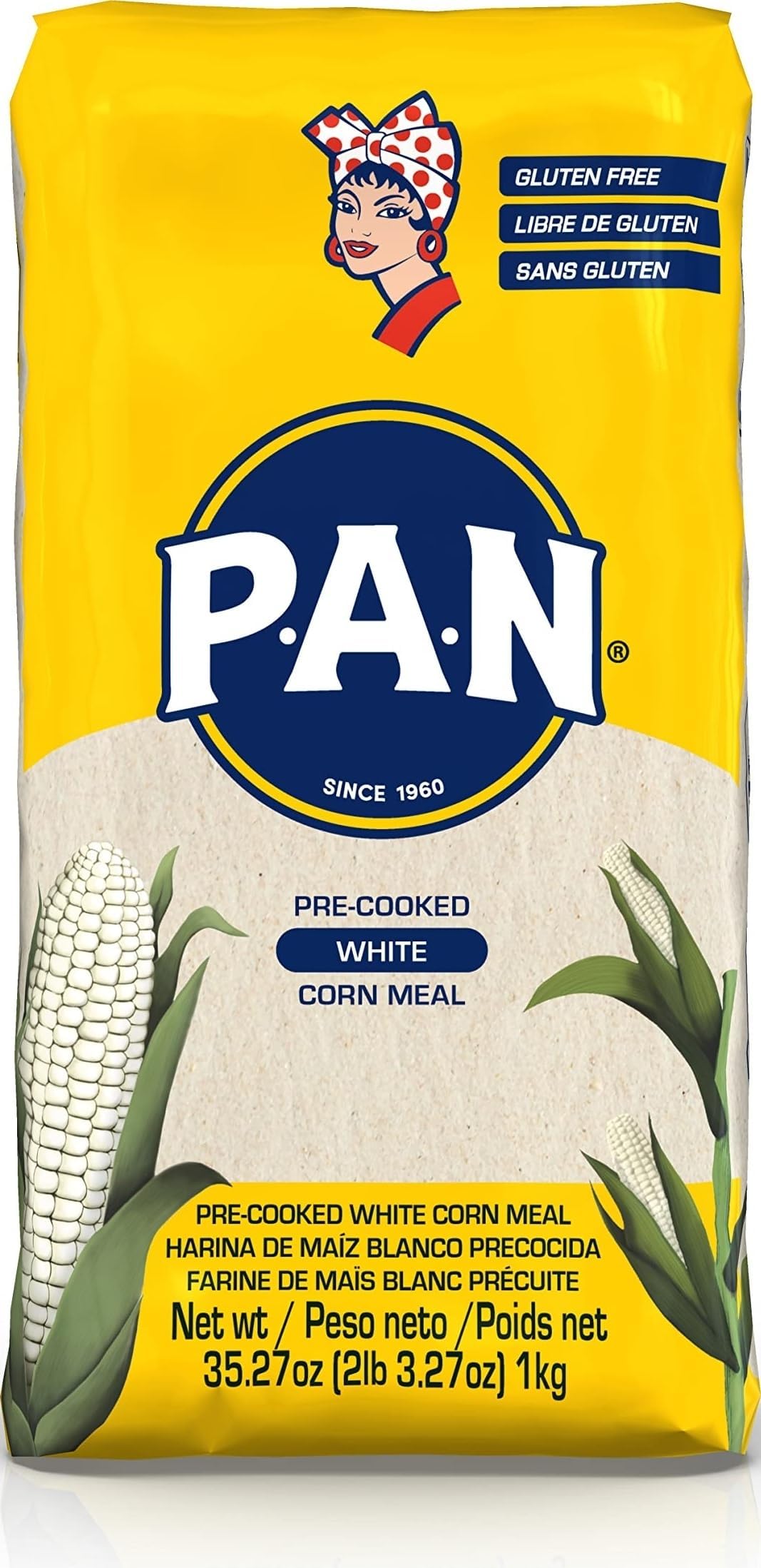 P.A.N. White Corn Meal – Pre-cooked Gluten Free and Kosher Flour for Arepas (2.2 lb/Pack of 1)