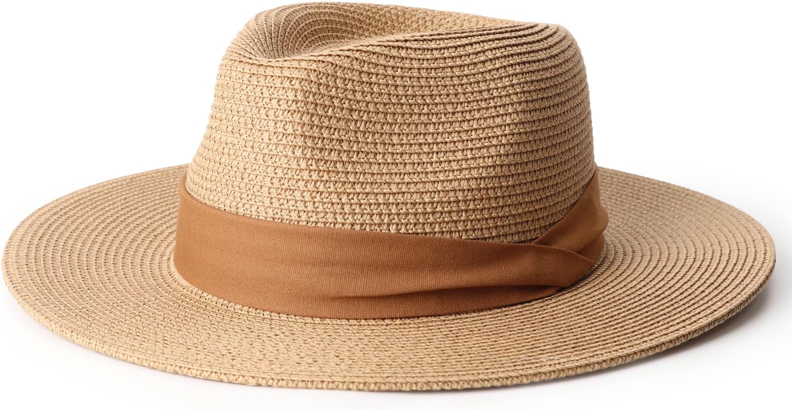 Women Straw Panama Hat Travel Fedora Beach Sun Hat Summer Wide Brim Straw Roll up Hat UPF 50+