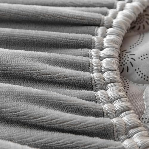 Miniatura 7 de Sábana bajera de terciopelo tamaño Queen, funda acolchada de felpa gruesa para colchón 2 fundas de almohada, sábanas de franela mullida con bolsillo