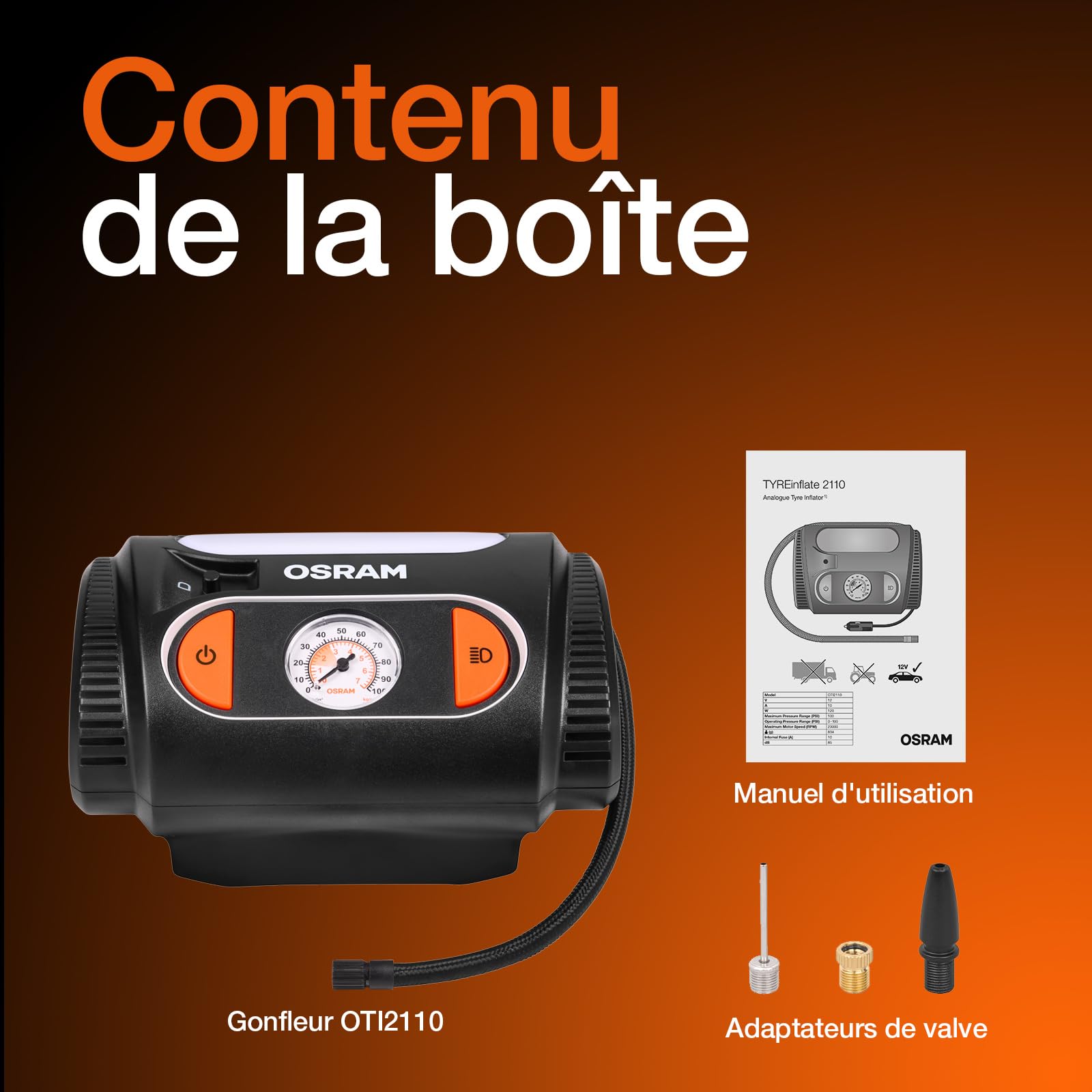 OSRAM OTI2110 Manomètre de pression des pneus