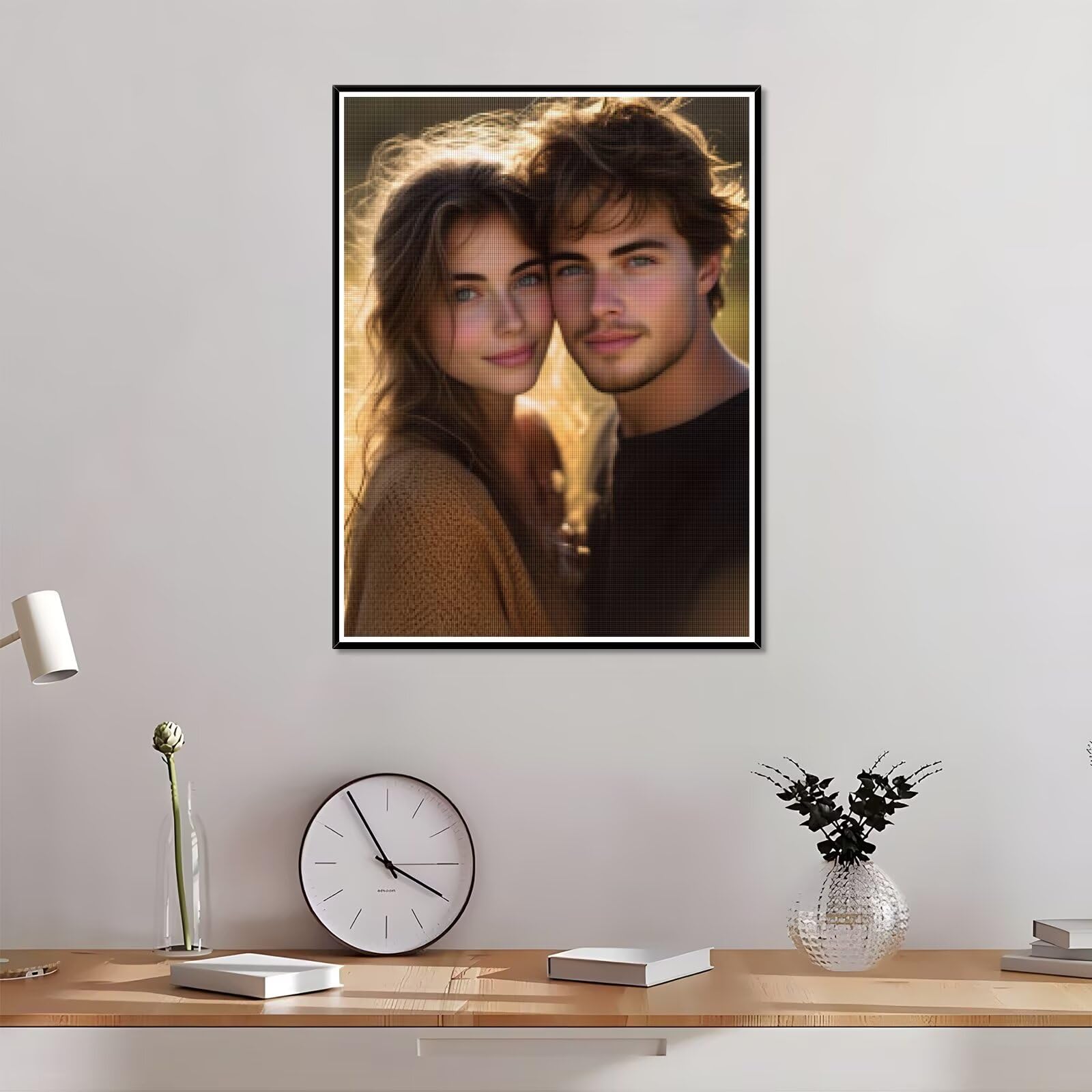 Diamond Painting Personalizzato, 5D DIY Diamond Painting Kit Completo Personalizzato, Kit per Pittura Diamante Personalizzati Con Foto, Mosaico Personalizzata Regalo per Arte Domestica 60x60cm L-19