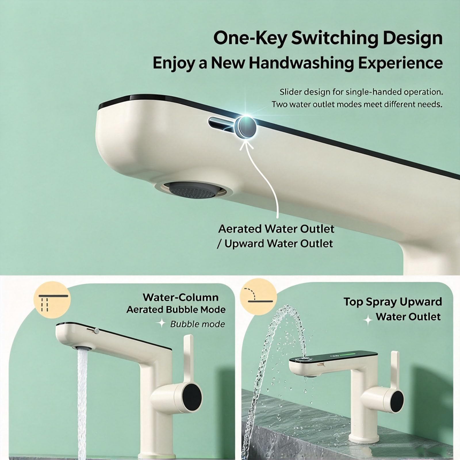 Miscelatore Per Lavabo Con Display Digitale A Led, Acqua Calda E Fredda (Chrome finish)