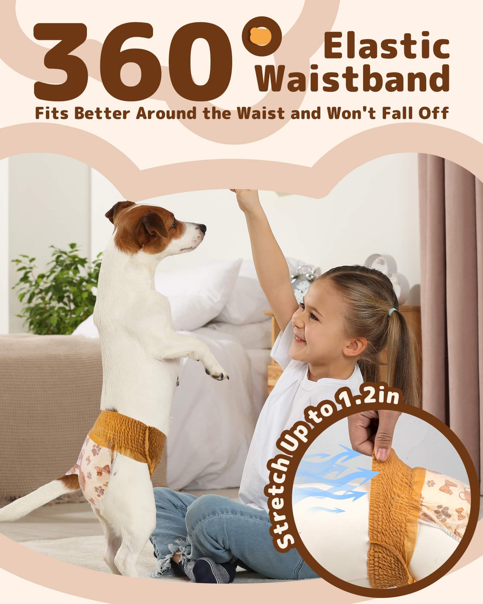 Dono Pull-Up Dog Nappies Female, 20 PCS, Disposable Dog Diapers with 360° Stretchy Waist, Super Absorbent Puppy Nappies - Image 3