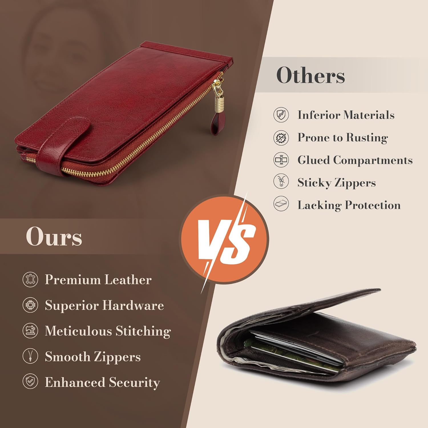 Huztencor RFID Wallet Women Large Size Bifold Multi Card Wallet Case with Zipper Pocke Credit Card Holder for Women | Credit Card Holder, RFID Blocking - Image 7