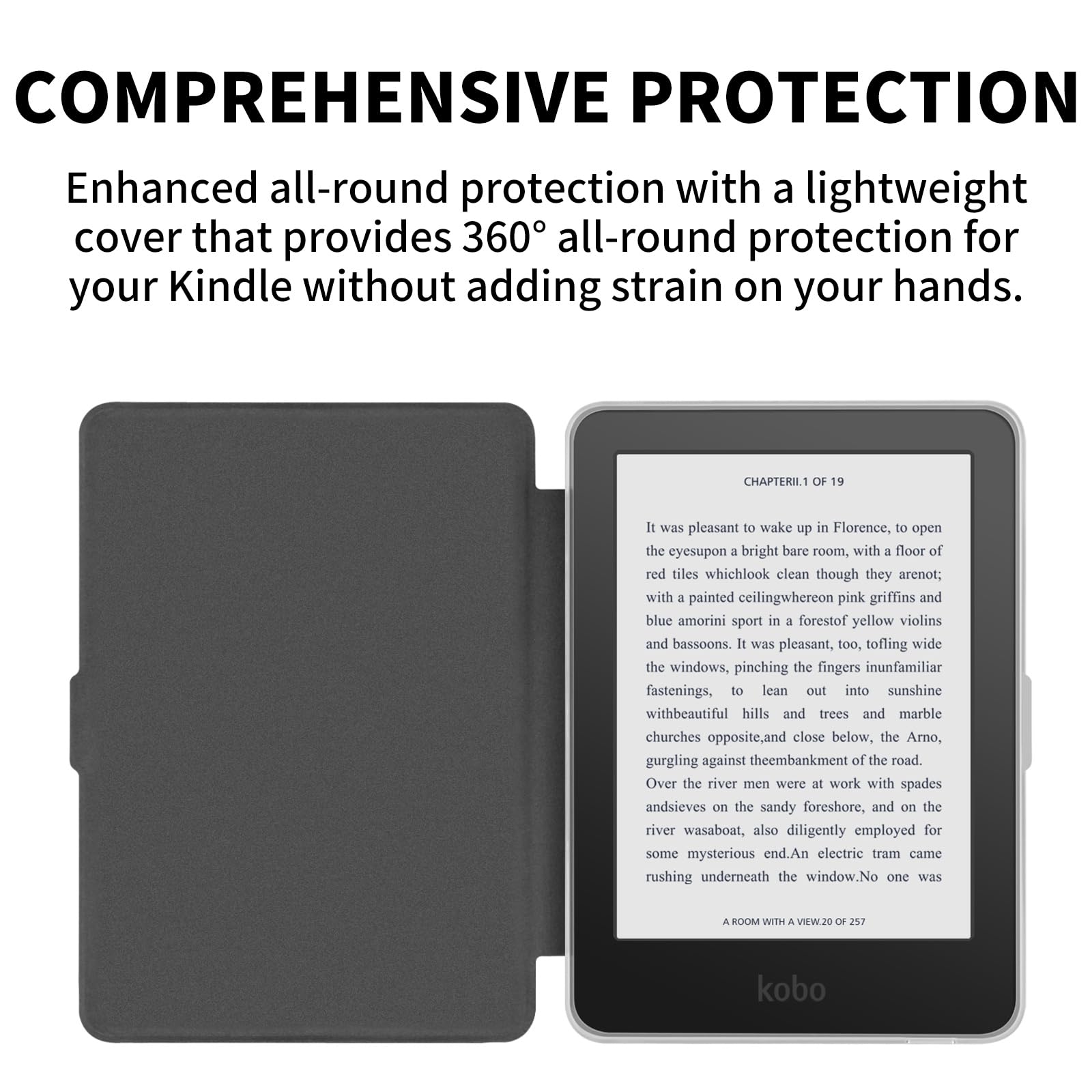 Hoesje voor 6 inch Kobo Clara Colour 2024 uitgebracht, ultra heldere zachte flexibele transparante TPU achterkant met automatische slaap/waak voor Kobo Clara kleur, lichtblauw