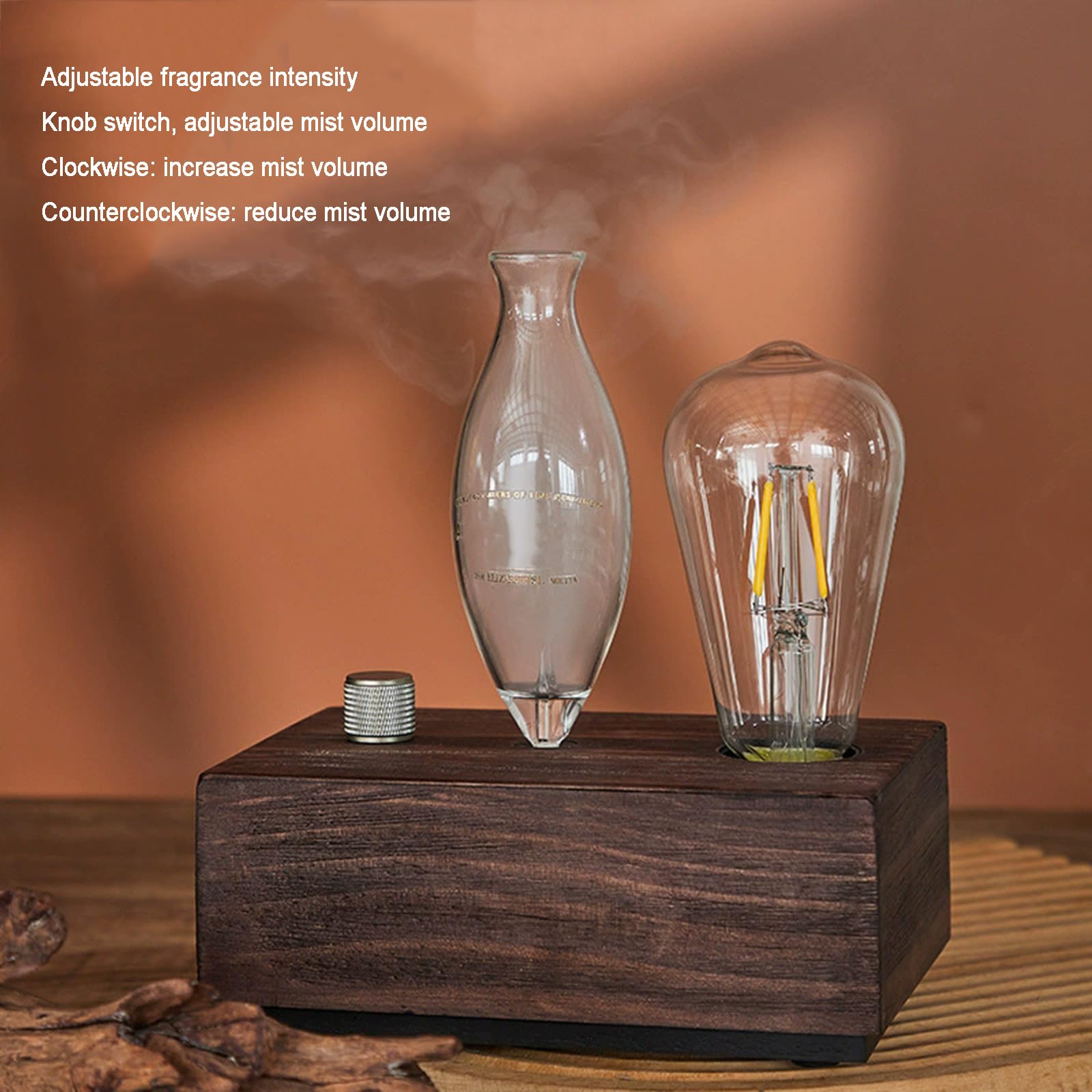 Difusor Nebulizador De Aceites Esenciales, Difusor De Fragancias Sin Agua, con Base De Madera Y Luz, Sin Calor, para Aromaterapia, Hogar, Habitaciones Grandes Y Hoteles